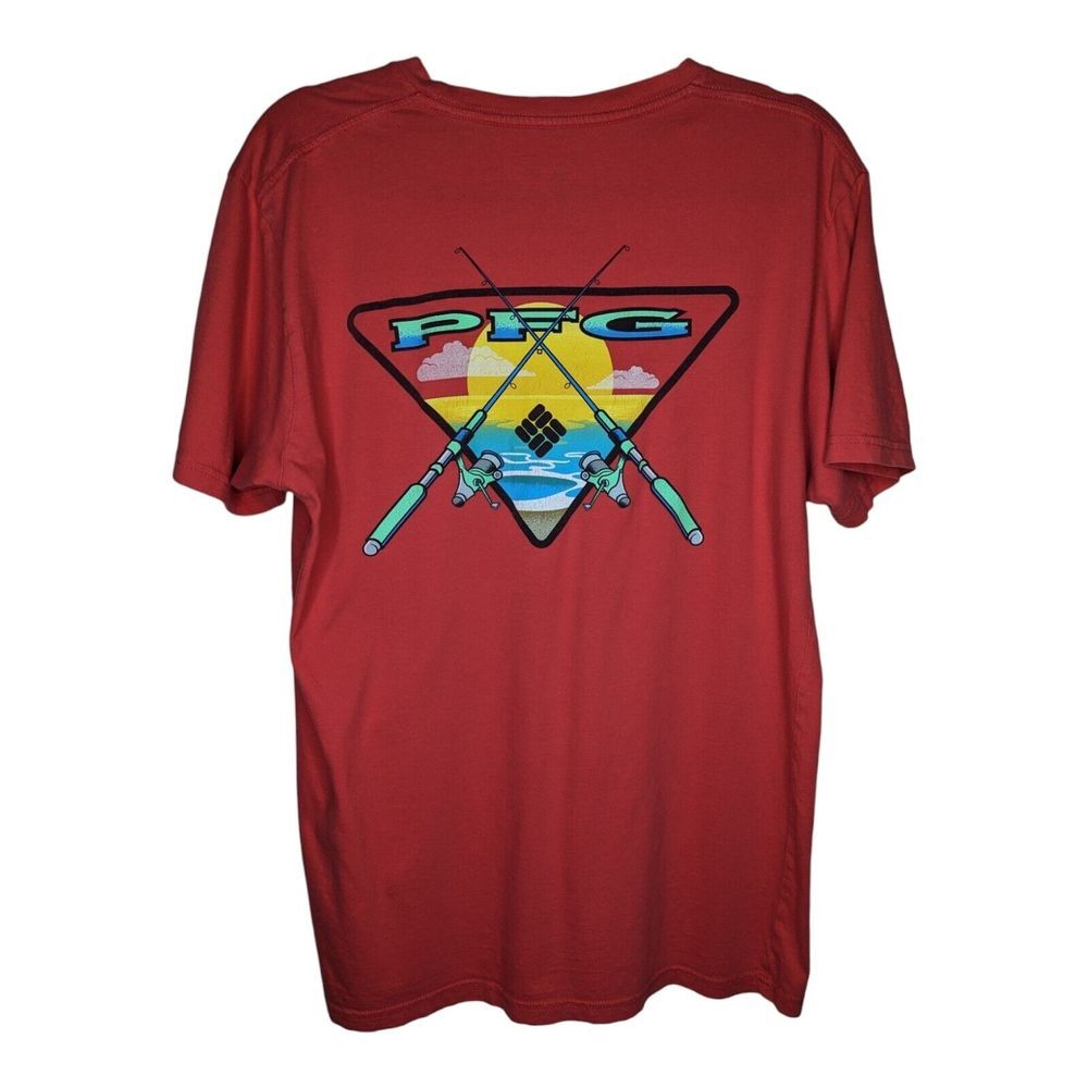 Columbia PFG T Shirt Large Red Performance Fishing Gear Outdoors Short Sleeve‎